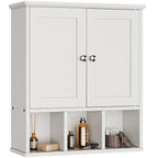 Meilocar Bathroom Wall Cabinet, Bathroom Cabinet Wall Mount with 2 Doors and 3 Open Shelves, Over the Toilet Wood Medicine Cabinets for Laundry Room