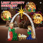 Meilocar 6 FT Nativity Scene Outdoor Christmas Decoration Lighted up Christmas Holiday Display, Nativity Scene Set with LED Lights Christmas Tree Decor, Birth of Jesus
