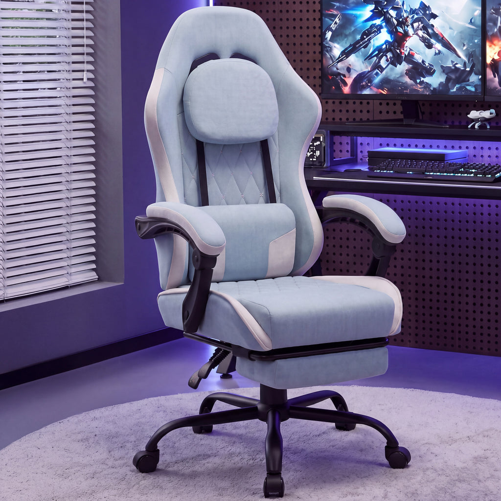 Meilocar Gaming Chair with Footrest, Ergonomic Fabric Desk Chair