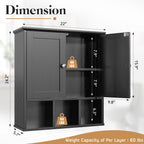 Meilocar Bathroom Wall Cabinet, Bathroom Cabinet Wall Mount with 2 Doors and 3 Open Shelves, Over the Toilet Wood Medicine Cabinets for Laundry Room