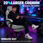 Meilocar Gaming Chair with Footrest Fabric Gaming Chair for Adults with Massage Lumbar Support, High Back Ergonomic Computer Chair, Pocket Spring Cushion, 150°Reclining & Linkage Armrests