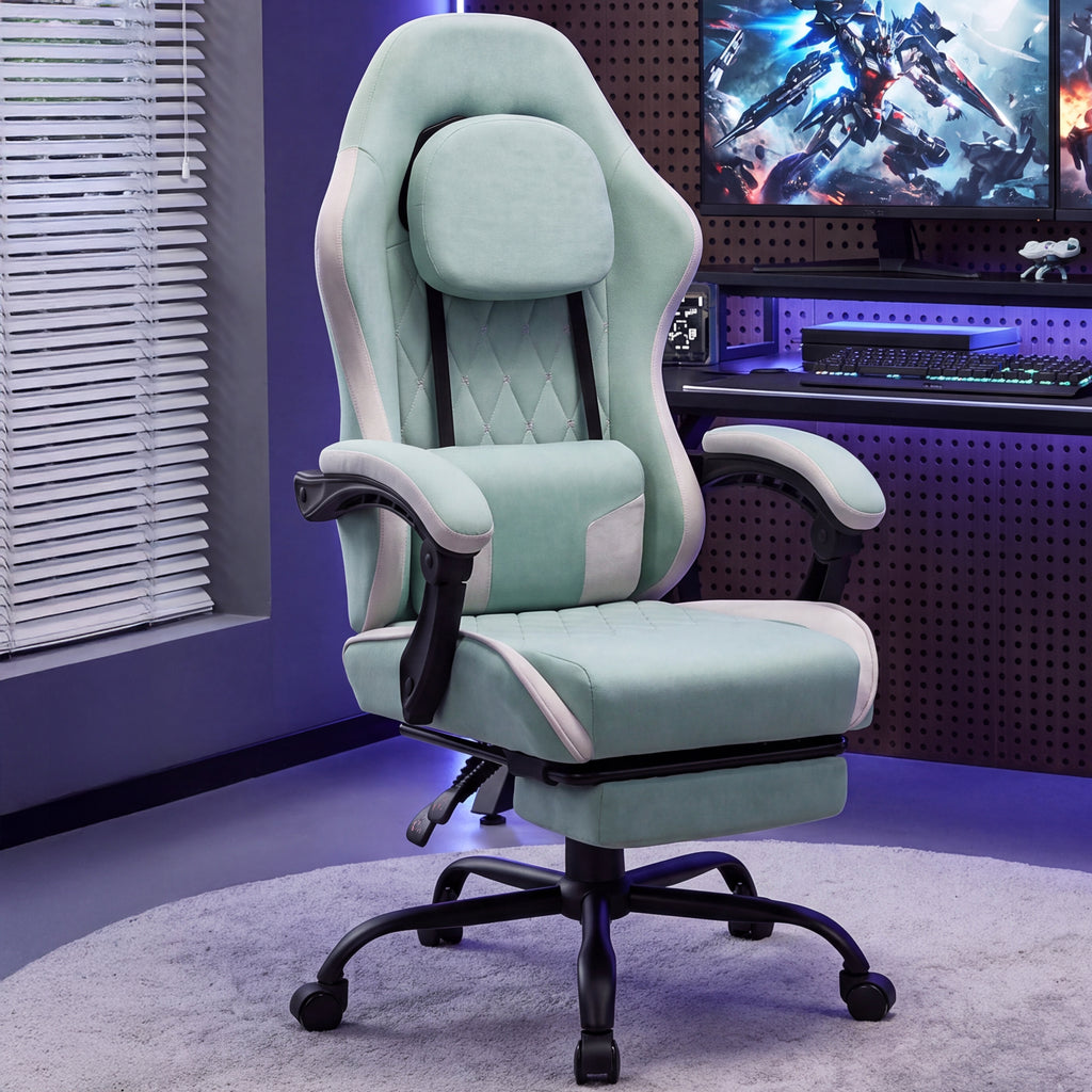 Meilocar Gaming Chair with Footrest, Ergonomic Fabric Desk Chair