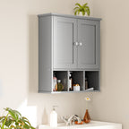 Meilocar Bathroom Wall Cabinet, Bathroom Cabinet Wall Mount with 2 Doors and 3 Open Shelves, Over the Toilet Wood Medicine Cabinets for Laundry Room