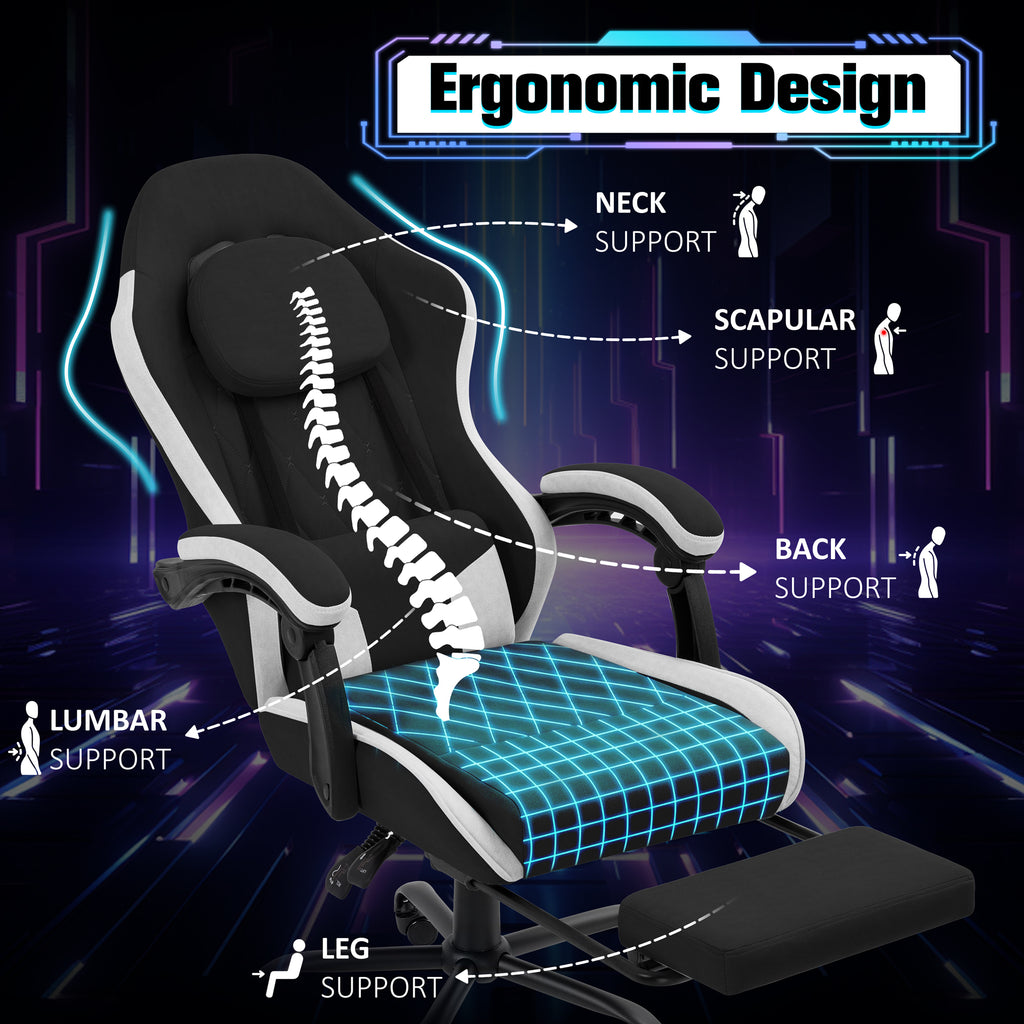 Meilocar Gaming Chair with Footrest, Ergonomic Fabric Desk Chair