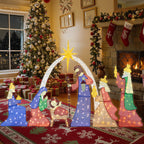 Meilocar 6 FT Christmas Outdoor Nativity Scene Set, 7pcs Weatherproof Holy Family Outdoor Decorations Nativity Set for Christmas Holiday Yard Home Decorations