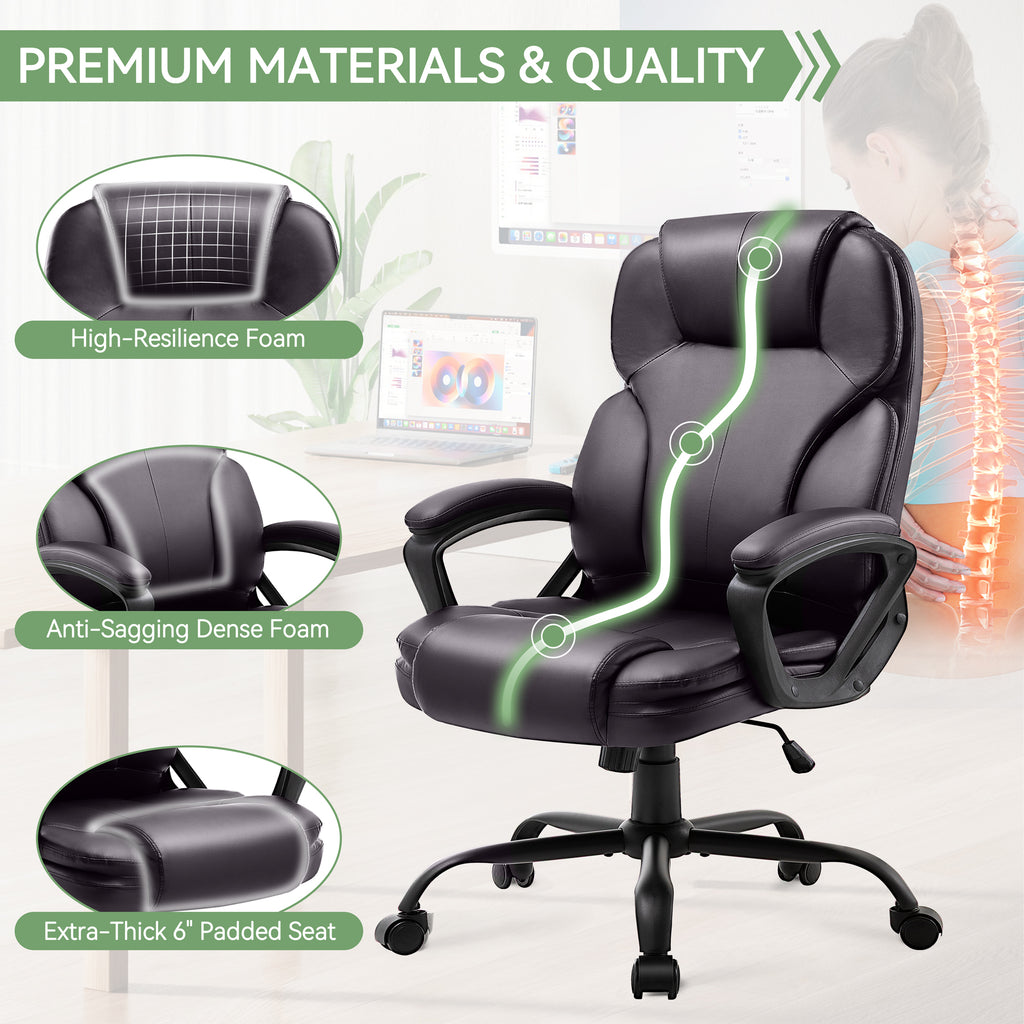 Meilocar Ergonomic Office Chair with High Back, Comfy Desk Chair, Adjustable Executive Office Chair for Home Office, Big and Tall Computer Chair Heavy Duty, 360° Swivel