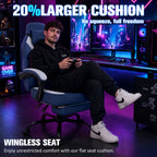 Meilocar Gaming Chair with Footrest Fabric Gaming Chair for Adults with Massage Lumbar Support, High Back Ergonomic Computer Chair, Pocket Spring Cushion, 150°Reclining & Linkage Armrests