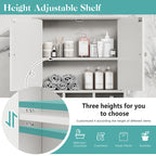Meilocar Bathroom Wall Cabinet, Bathroom Cabinet Wall Mount with 2 Doors and 3 Open Shelves, Over the Toilet Wood Medicine Cabinets for Laundry Room