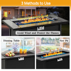 45in Fire Table, Propane Fire Pit with Glass Wind Guard and Rain Cover, Outdoor Firepit Table 50000 BTU 3-in-1 Fire Table for Patio/Yard/Balcony