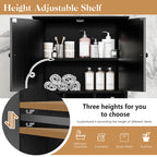 Meilocar Bathroom Wall Cabinet, Bathroom Cabinet Wall Mount with 2 Doors and 3 Open Shelves, Over the Toilet Wood Medicine Cabinets for Laundry Room