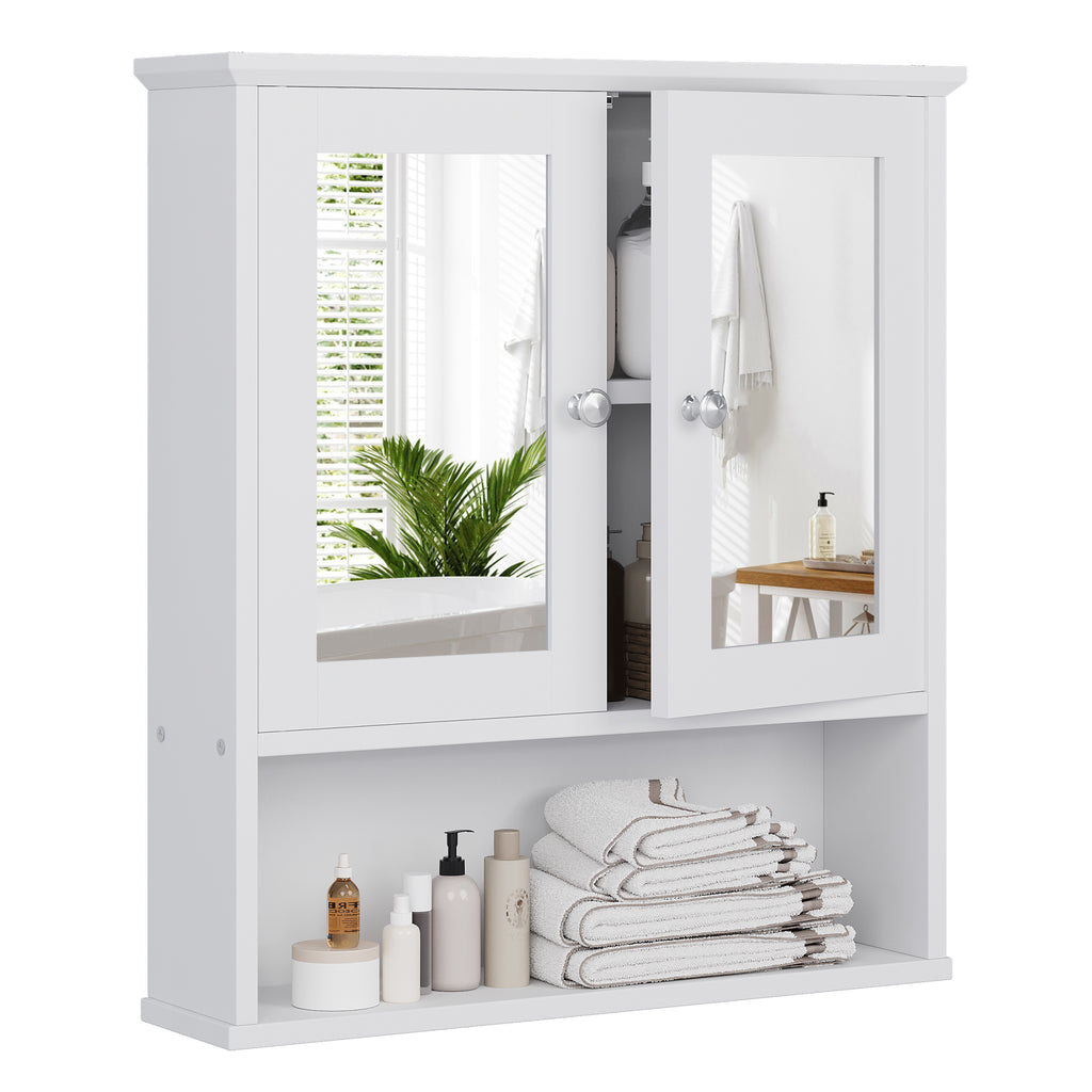 Meilocar Bathroom Wall Cabinet with Mirror, Bathroom Mirror Cabinet Wall Mounted, Over Toilet Medicine Cabinets with Adjustable Shelf, Large Capacity