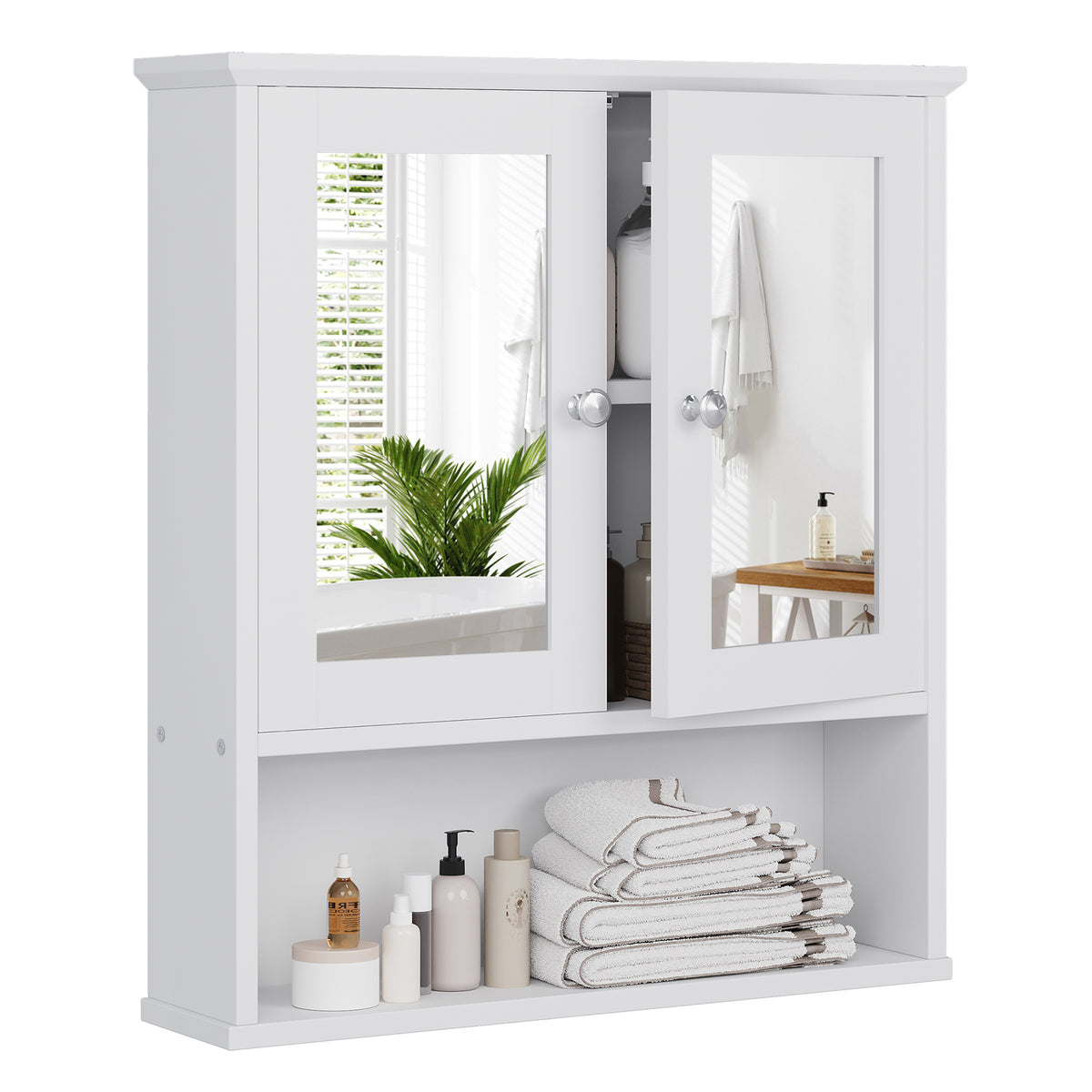 Meilocar Bathroom Wall Cabinet with Mirror, Bathroom Mirror Cabinet Wall Mounted, Over Toilet Medicine Cabinets with Adjustable Shelf, Large Capacity