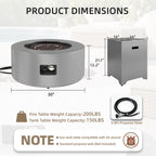 Meilocar 2-Piece Propane Fire Pit Table Set, 30 Inch 50,000 BTU, Includes Propane Tank Storage Side Table, Removable Flat Lid, Lava Rocks, Weather-Resistant Design for Outdoor Patio Deck