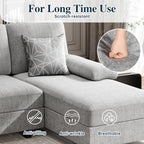 Meilocar Sectional Couches for Living Room, U Shaped Couch Sectional Sofa with Chaise, 4 Seat Sofa Couch for Apartment, Sectionals Couches Linen, Striped Grey
