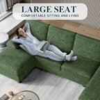 Meilocar Sectional Couches for Living Room, 106 in U Shaped Couch Soft Sectional Sofa with Double Chaise, Comfortable 4 Seat Couch