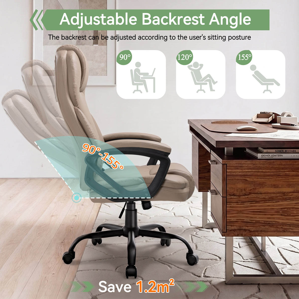 Meilocar Ergonomic Office Chair with High Back, Comfy Desk Chair, Adjustable Executive Office Chair for Home Office, Big and Tall Computer Chair Heavy Duty, 360° Swivel