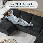 Meilocar Sectional Couches for Living Room, 106 in U Shaped Couch Soft Sectional Sofa with Double Chaise, Comfortable 4 Seat Couch
