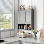 Meilocar Bathroom Wall Cabinet, Bathroom Cabinet Wall Mount with 2 Doors and 3 Open Shelves, Over the Toilet Wood Medicine Cabinets for Laundry Room
