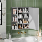 Meilocar Bathroom Medicine Cabinet with Mirror, Mirror Cabinet with 6 Open Shelves, Modern Bathroom Wall Cabinet Medicine Cabinet,