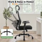 Meilocar Ergonomic Office Chair, Office Desk Chair with High Back Mesh and Adjustable Lumbar Support, Rolling Work Chairs with Wheels and Adjustable Headrests, Wide Cushion