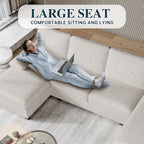Meilocar Sectional Couches for Living Room, 106 in U Shaped Couch Soft Sectional Sofa with Double Chaise, Comfortable 4 Seat Couch