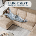 Meilocar Sectional Couches for Living Room, 106 in U Shaped Couch Soft Sectional Sofa with Double Chaise, Comfortable 4 Seat Couch