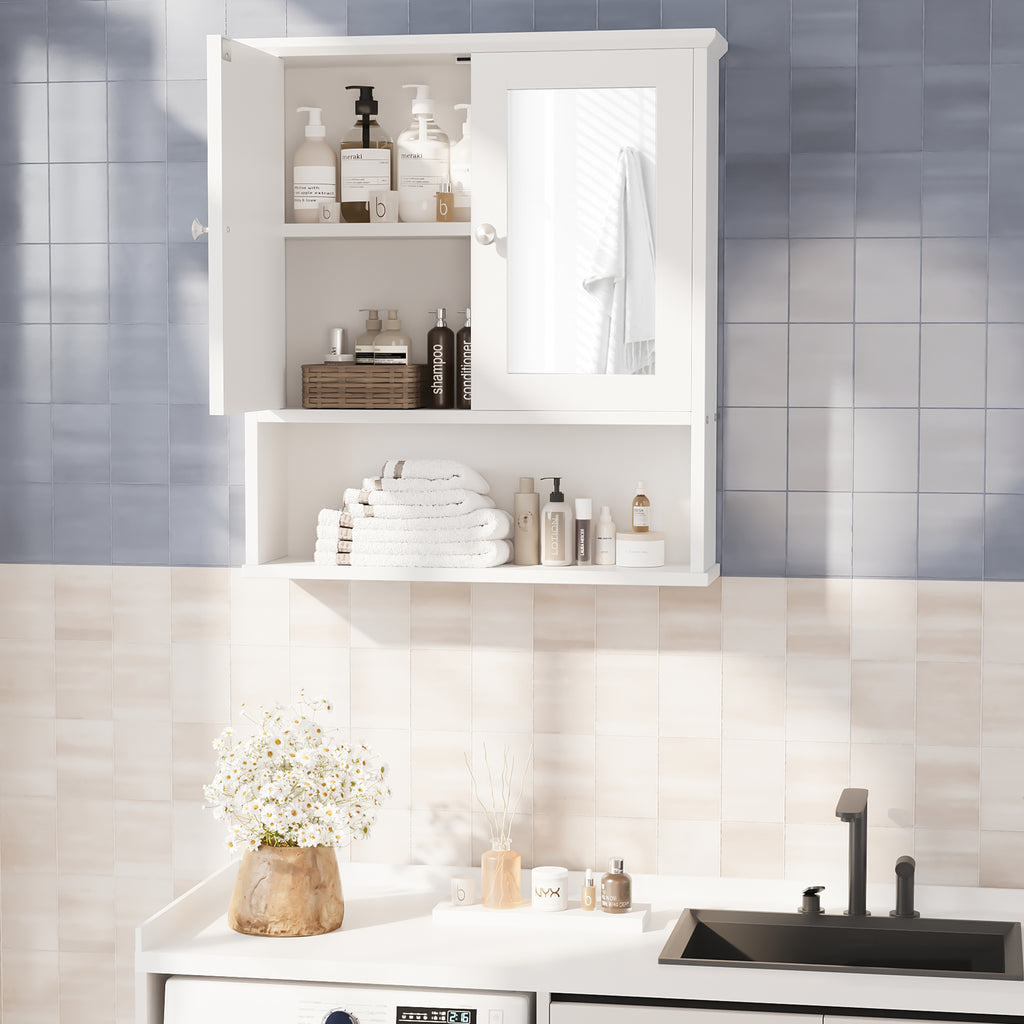 Meilocar Bathroom Wall Cabinet with Mirror, Bathroom Mirror Cabinet Wall Mounted, Over Toilet Medicine Cabinets with Adjustable Shelf, Large Capacity