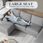Meilocar Sectional Couches for Living Room, 106 in U Shaped Couch Soft Sectional Sofa with Double Chaise, Comfortable 4 Seat Couch