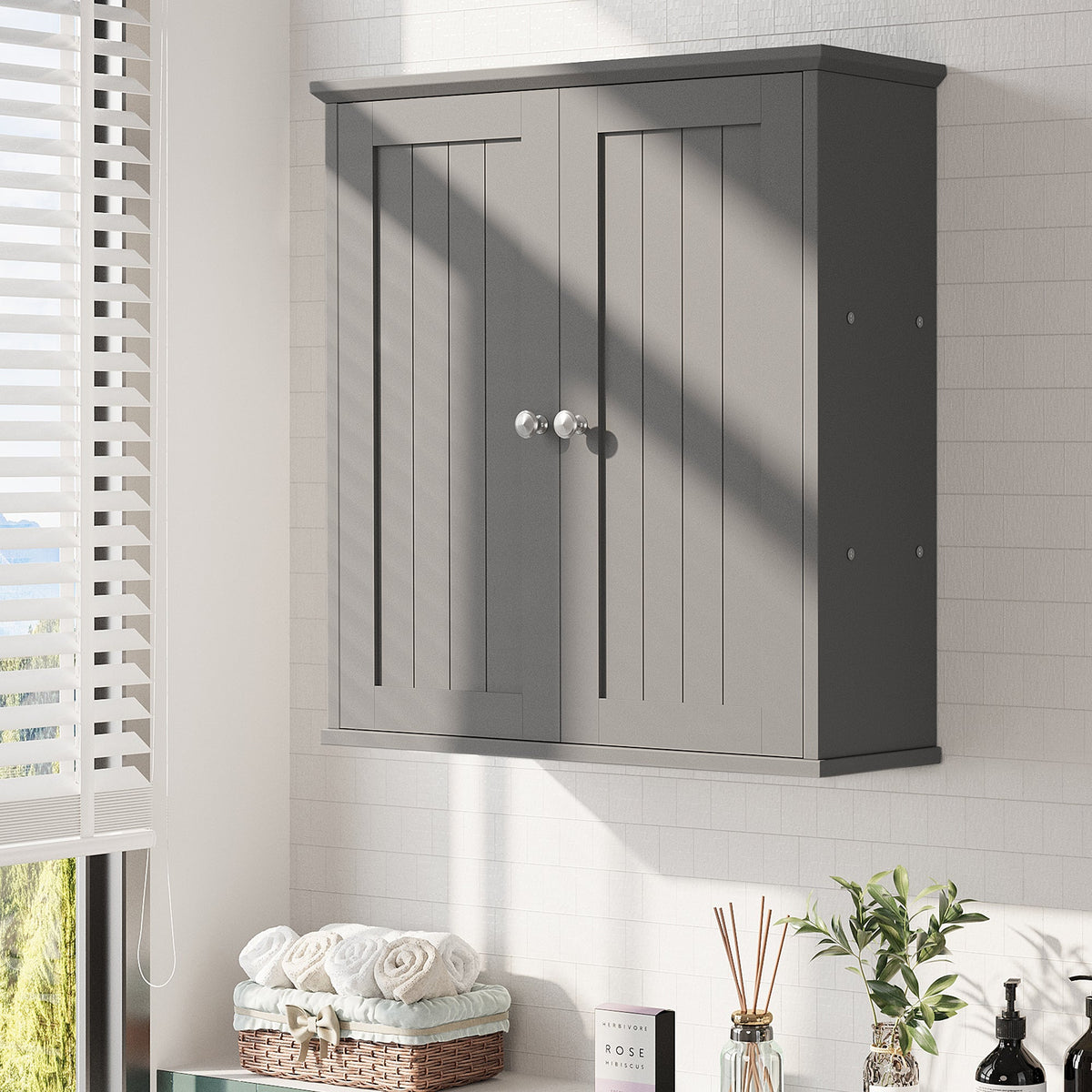 Meilocar Bathroom Wall Cabinet, Bathroom Cabinet Wall Mount, Over Toilet Space Saver Storage Cabinet, Wood Medicine Cabinets