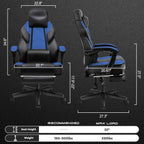 Meilocar Gaming Chair for Adults, Video Game Chair with Footrest, Big and Tall Gaming Chair Heavy Duty Computer Chair with Massage Lumbar, Ergonomic Adjustable Height and 360° Swivel Seat, PU Leather