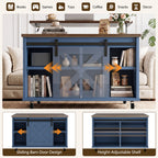 Meilocar Lift Top Coffee Table with Wheels 31" Square - Farmhouse, Black Features a rustic wood lift top, hidden storage, adjustable shelf, and sliding barn door to keep living rooms organized.