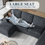 Meilocar Sectional Couches for Living Room, 106 in U Shaped Couch Soft Sectional Sofa with Double Chaise, Comfortable 4 Seat Couch
