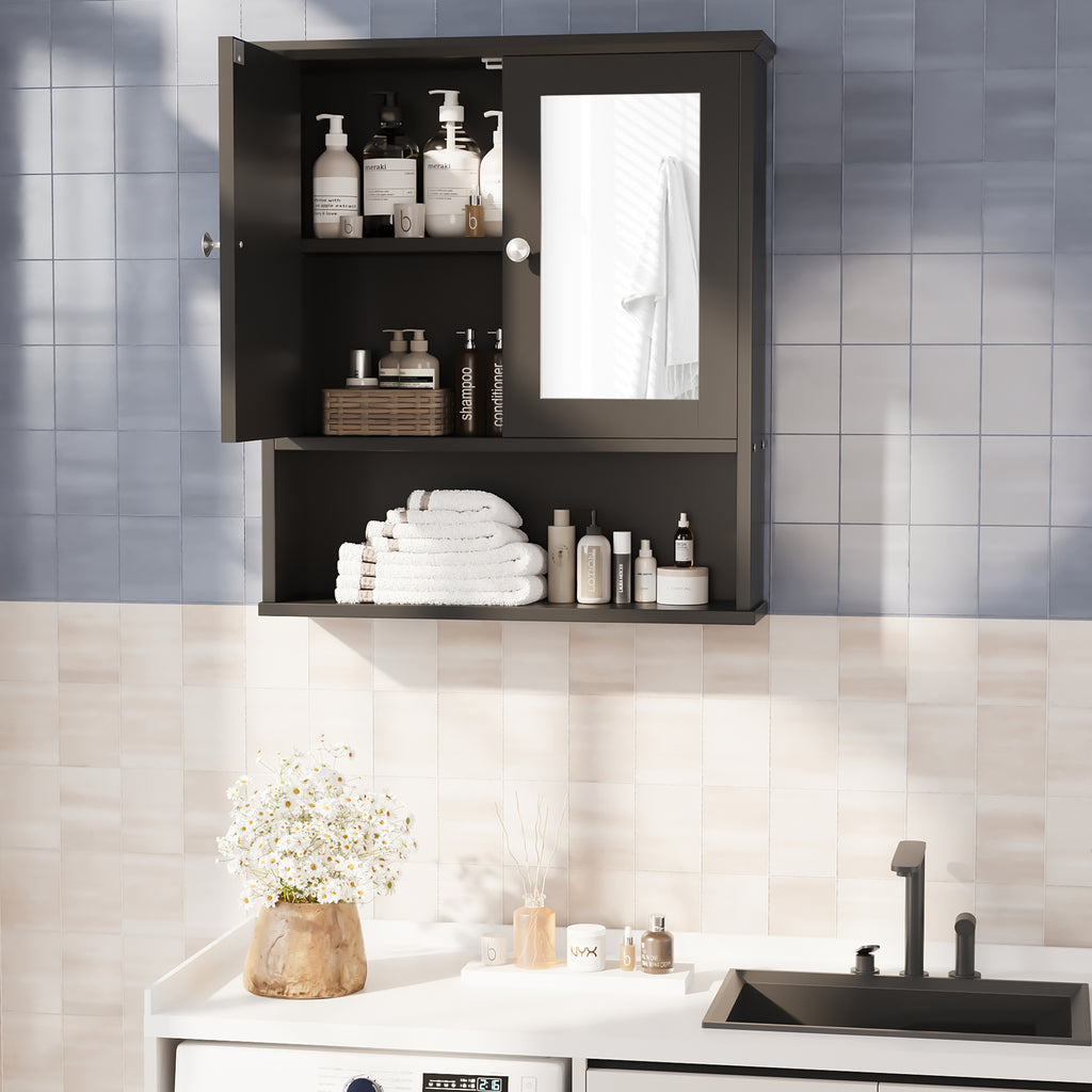 Meilocar Bathroom Wall Cabinet with Mirror, Bathroom Mirror Cabinet Wall Mounted, Over Toilet Medicine Cabinets with Adjustable Shelf, Large Capacity