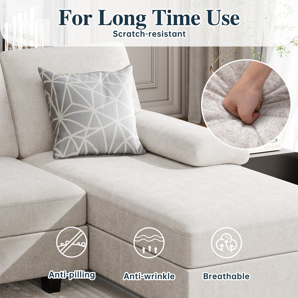 Meilocar Sectional Couches for Living Room, 106 in U Shaped Couch Soft Sectional Sofa with Double Chaise, Comfortable 4 Seat Couch