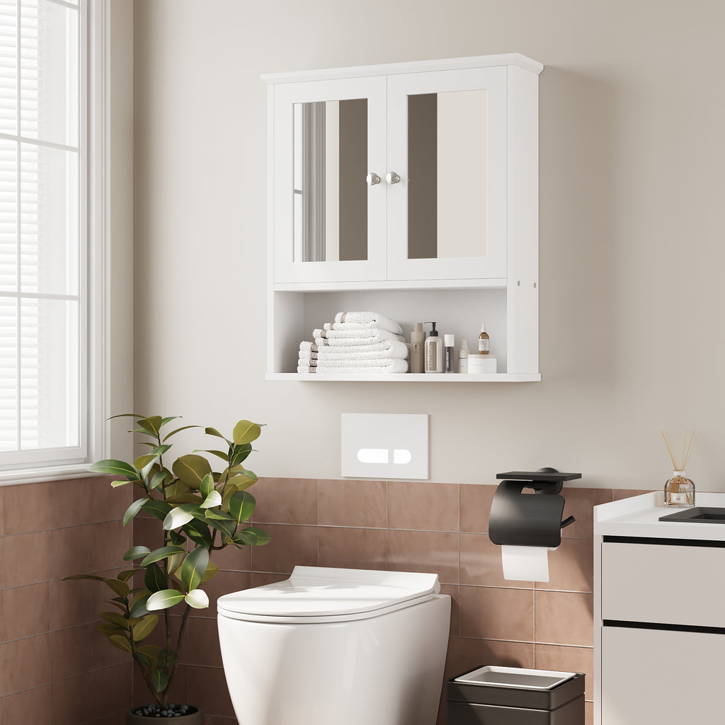 Meilocar Bathroom Wall Cabinet with Mirror, Bathroom Mirror Cabinet Wall Mounted, Over Toilet Medicine Cabinets with Adjustable Shelf, Large Capacity