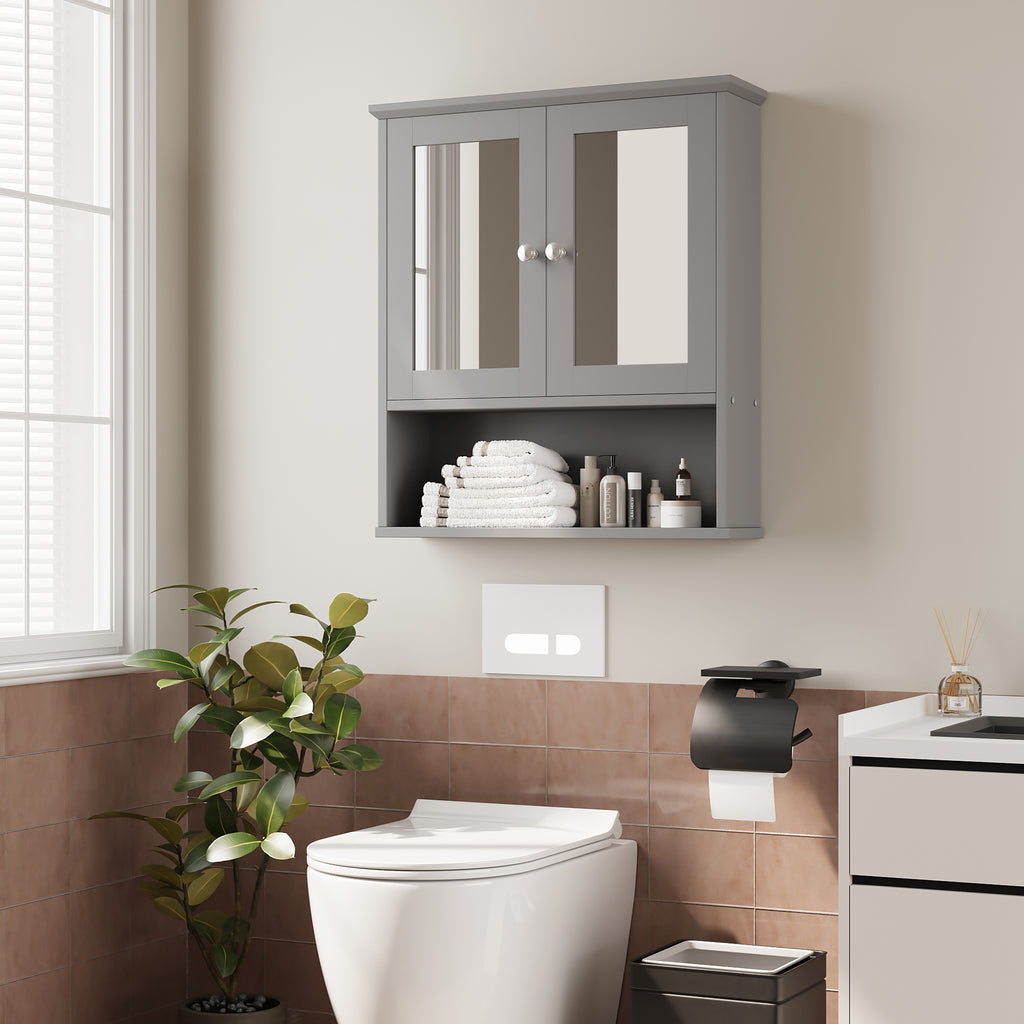 Meilocar Bathroom Wall Cabinet with Mirror, Bathroom Mirror Cabinet Wall Mounted, Over Toilet Medicine Cabinets with Adjustable Shelf, Large Capacity