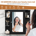 Meilocar Bathroom Medicine Cabinet with Mirror, Mirror Cabinet with 6 Open Shelves, Modern Bathroom Wall Cabinet Medicine Cabinet,