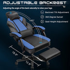Meilocar Gaming Chair for Adults, Video Game Chair with Footrest, Big and Tall Gaming Chair Heavy Duty Computer Chair with Massage Lumbar, Ergonomic Adjustable Height and 360° Swivel Seat, PU Leather