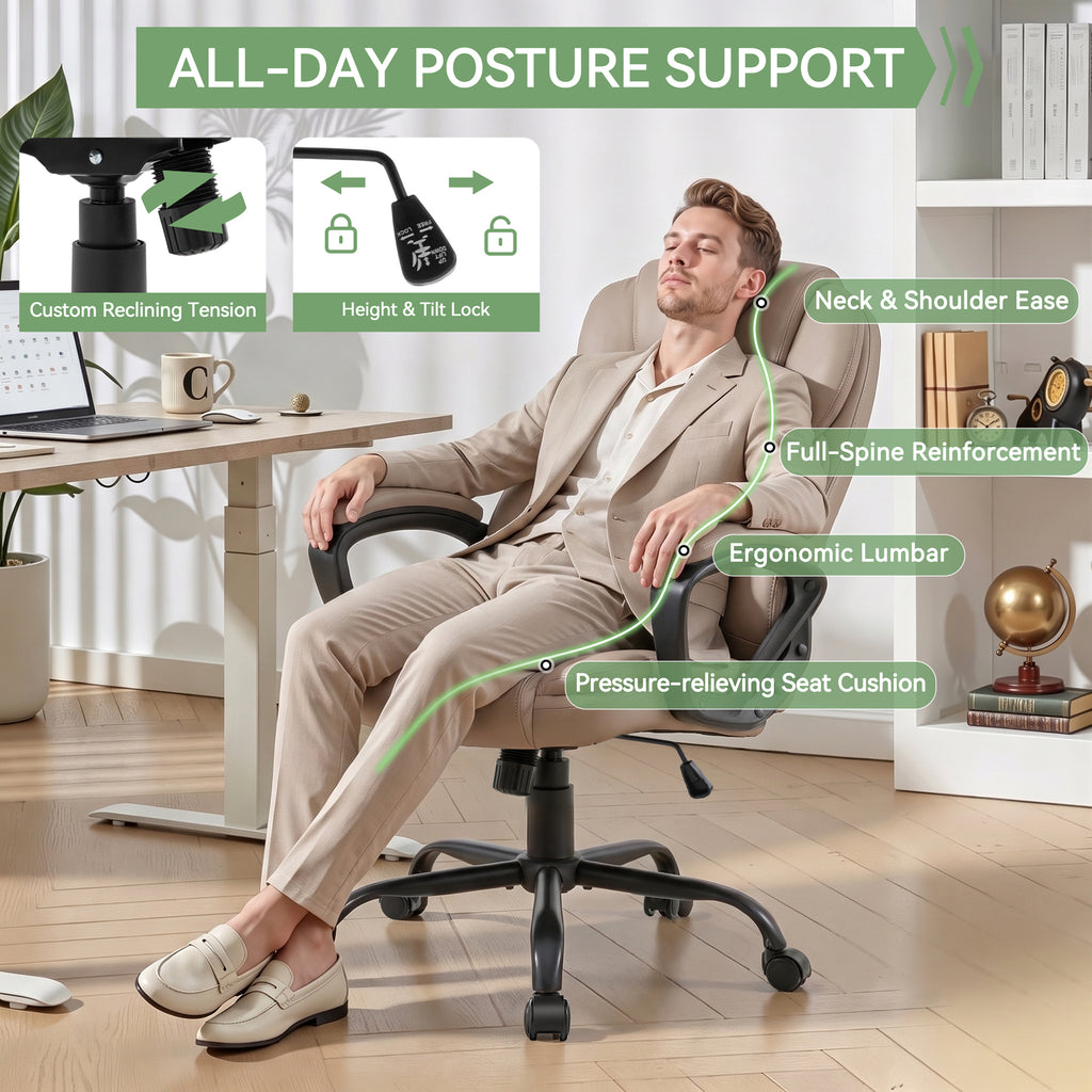 Meilocar Ergonomic Office Chair with High Back, Comfy Desk Chair, Adjustable Executive Office Chair for Home Office, Big and Tall Computer Chair Heavy Duty, 360° Swivel