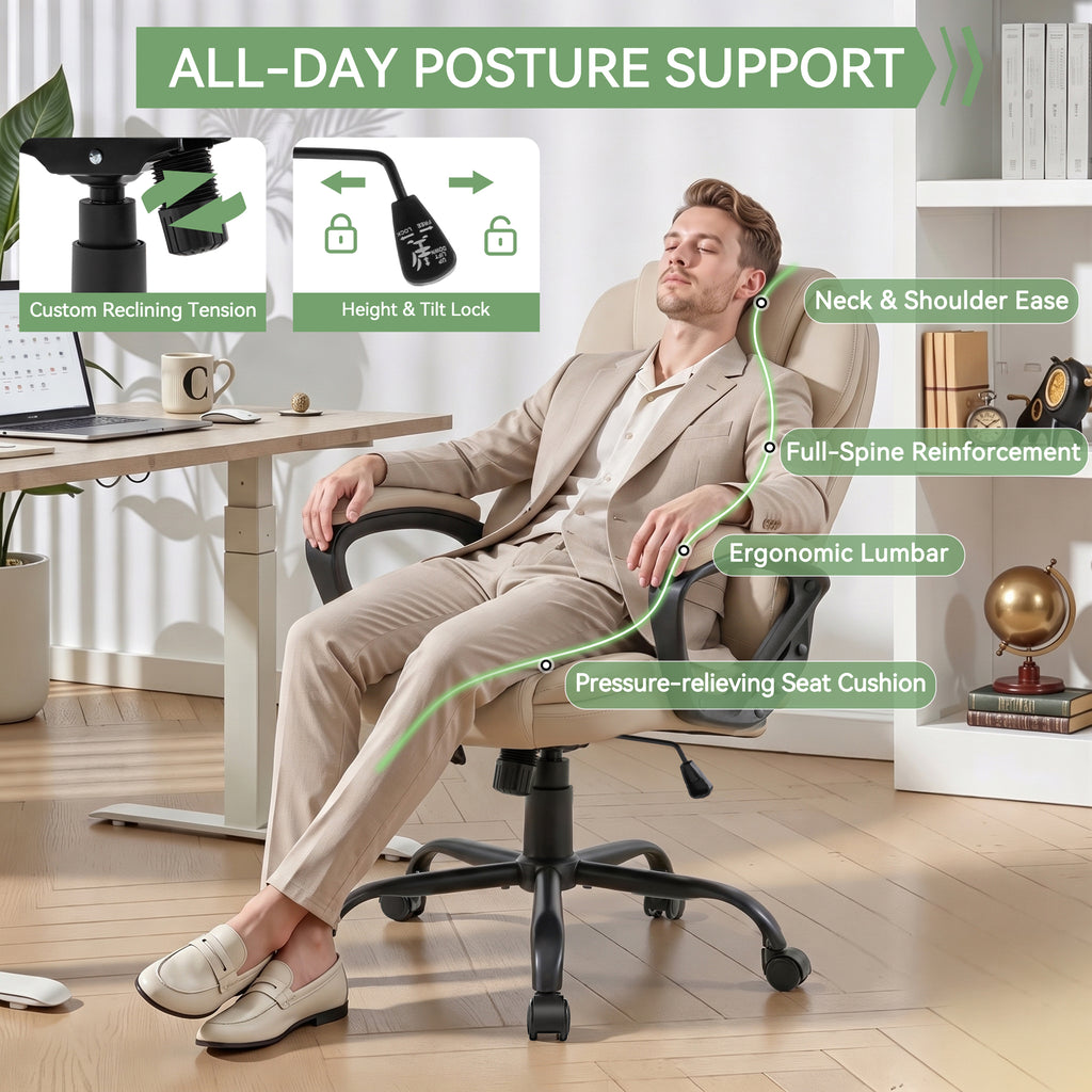 Meilocar Ergonomic Office Chair with High Back, Comfy Desk Chair, Adjustable Executive Office Chair for Home Office, Big and Tall Computer Chair Heavy Duty, 360° Swivel
