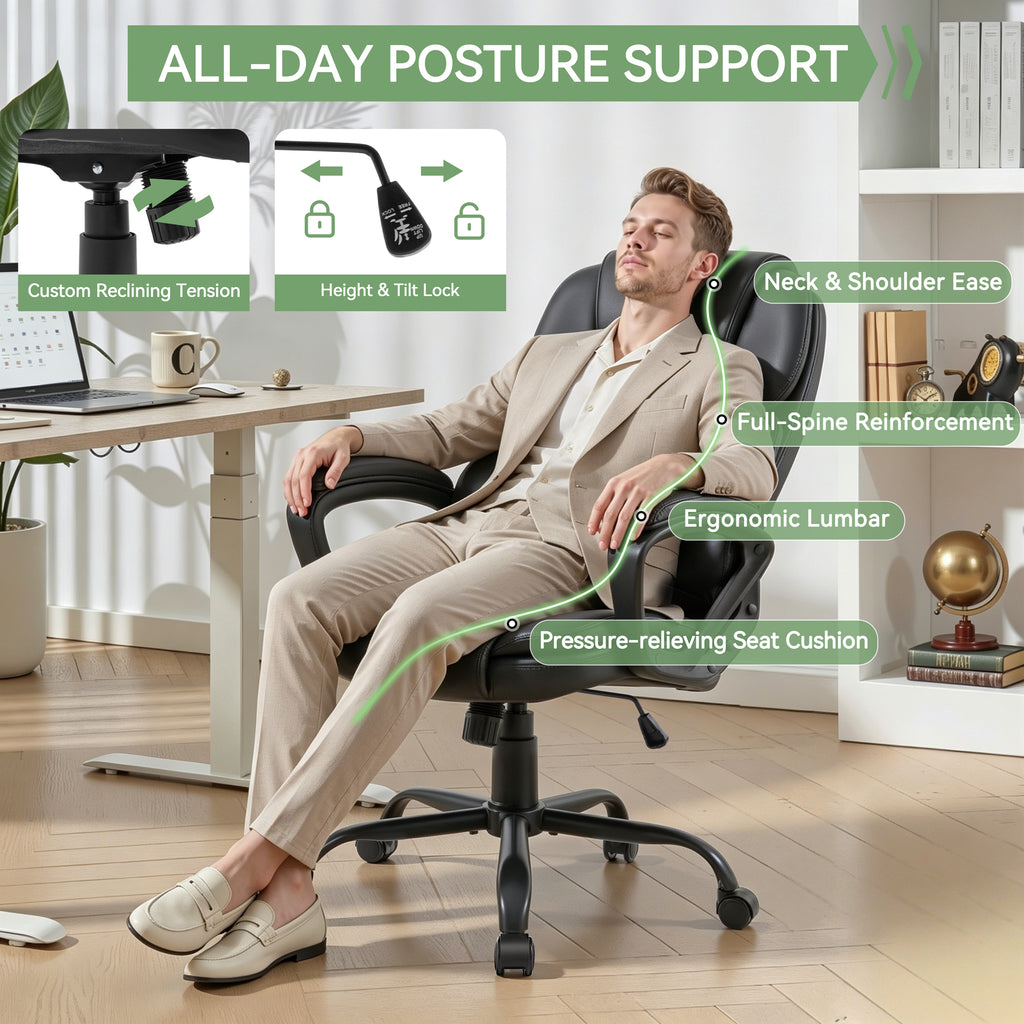 Meilocar Ergonomic Office Chair with High Back, Comfy Desk Chair, Adjustable Executive Office Chair for Home Office, Big and Tall Computer Chair Heavy Duty, 360° Swivel