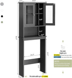 Meilocar Over the Toilet Storage Cabinet for Bathroom, Storage Organizer Over Toilet, Bathroom Space Saver with Tempered Glass Doors