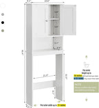 Meilocar Over the Toilet Storage Cabinet, Bathroom Storage Cabinet White Organizer Over Toilet, Bathroom Space Saver with Adjustable Shelf