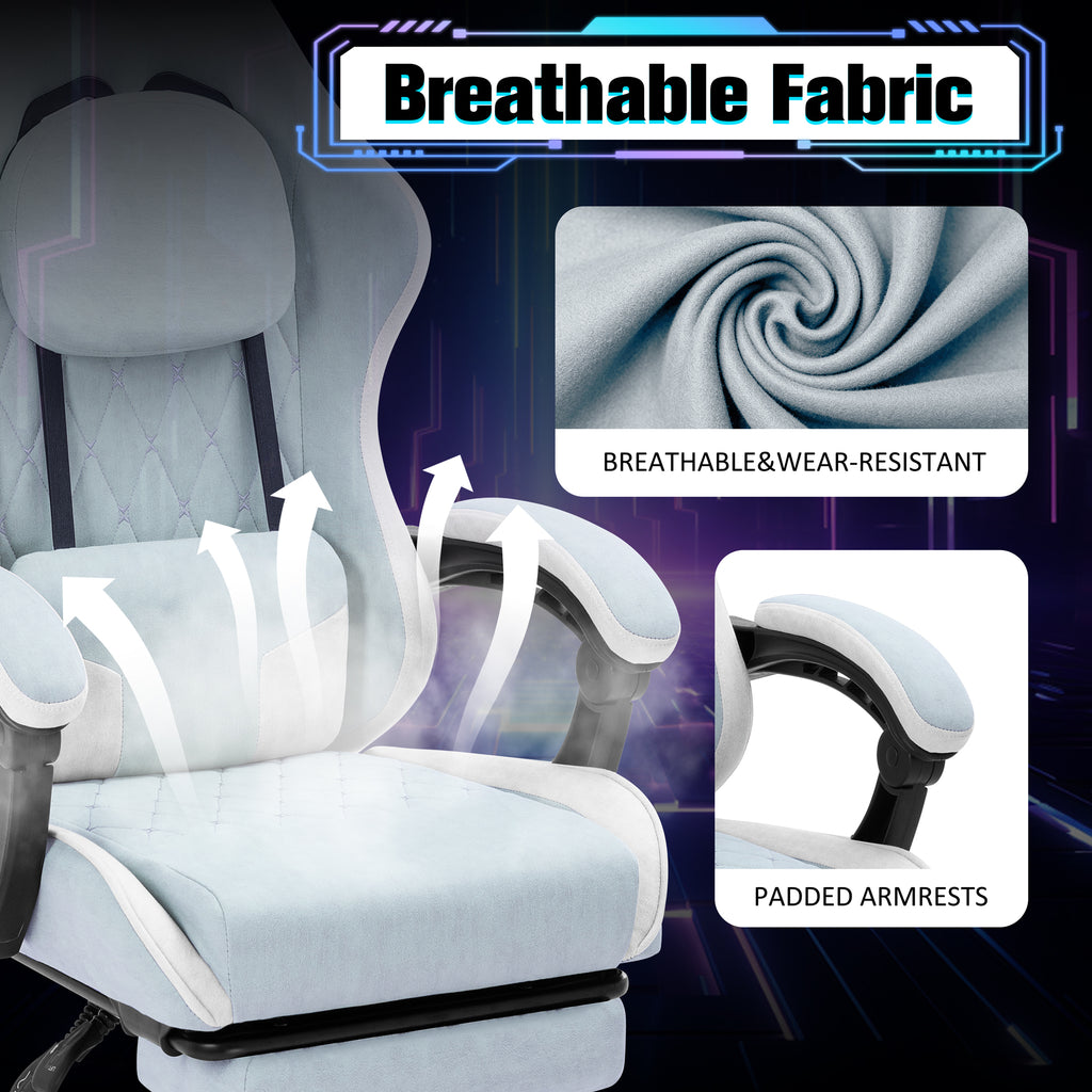 Meilocar Gaming Chair with Footrest, Ergonomic Fabric Desk Chair