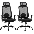 Meilocar Ergonomic Office Chair, Office Desk Chair with High Back Mesh and Adjustable Lumbar Support, Rolling Work Chairs with Wheels and Adjustable Headrests, Wide Cushion