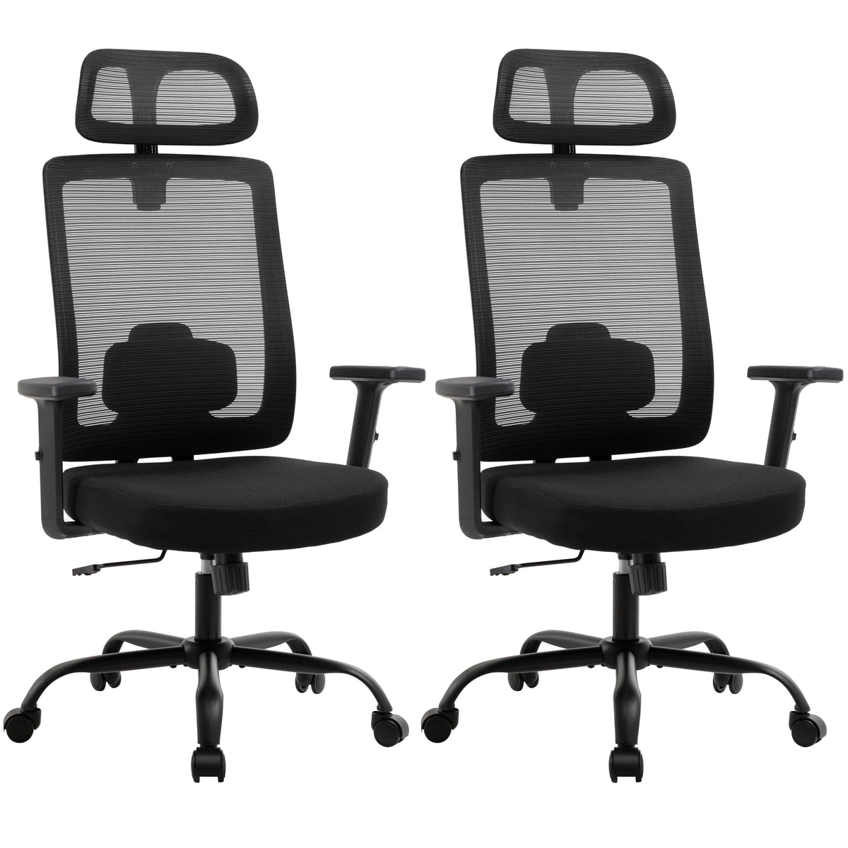 Meilocar Ergonomic Office Chair, Office Desk Chair with High Back Mesh and Adjustable Lumbar Support, Rolling Work Chairs with Wheels and Adjustable Headrests, Wide Cushion