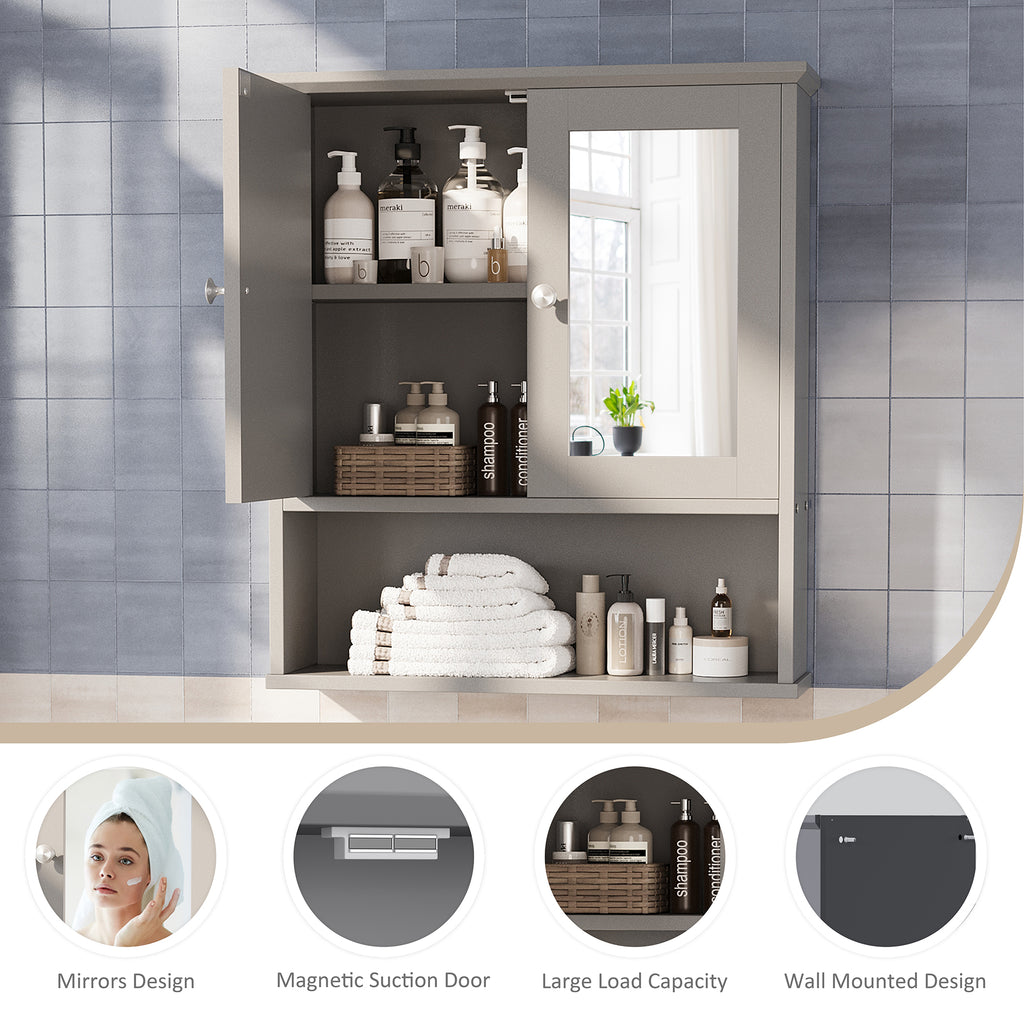 Meilocar Bathroom Wall Cabinet with Mirror, Bathroom Mirror Cabinet Wall Mounted, Over Toilet Medicine Cabinets with Adjustable Shelf, Large Capacity