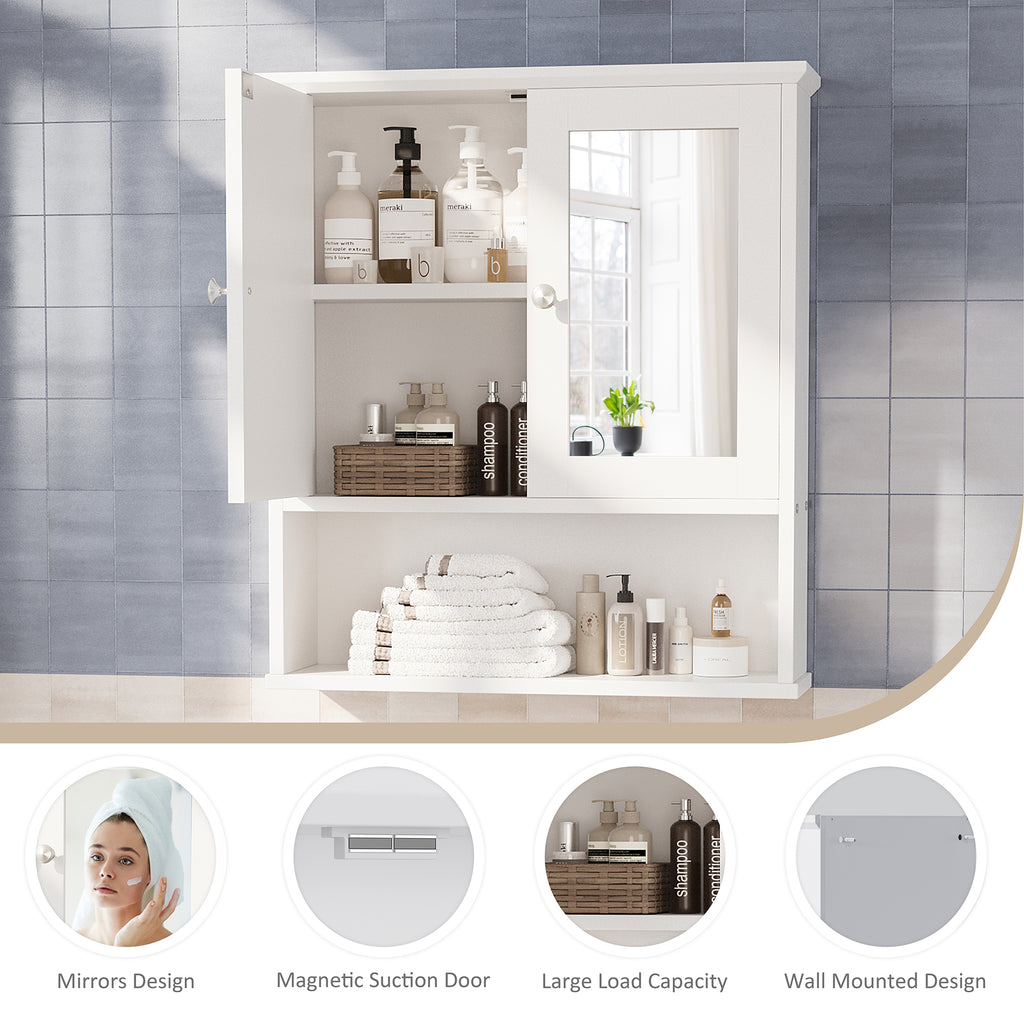 Meilocar Bathroom Wall Cabinet with Mirror, Bathroom Mirror Cabinet Wall Mounted, Over Toilet Medicine Cabinets with Adjustable Shelf, Large Capacity