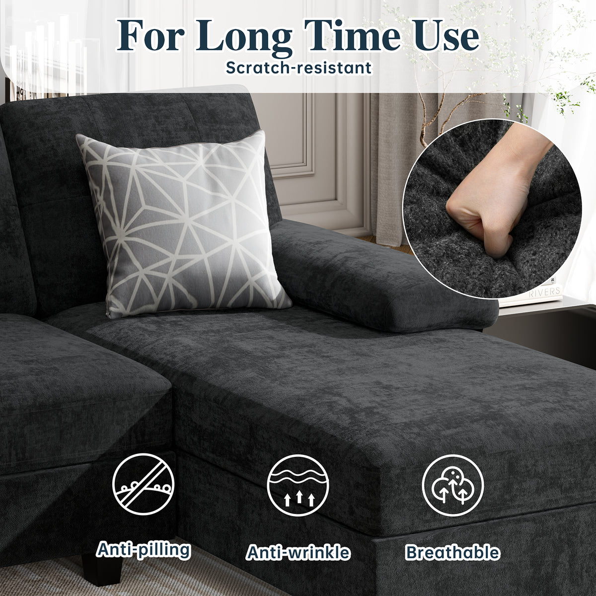 Meilocar Sectional Couches for Living Room, 106 in U Shaped Couch Soft Sectional Sofa with Double Chaise, Comfortable 4 Seat Couch
