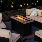 45in Fire Table, Propane Fire Pit with Glass Wind Guard and Rain Cover, Outdoor Firepit Table 50000 BTU 3-in-1 Fire Table for Patio/Yard/Balcony